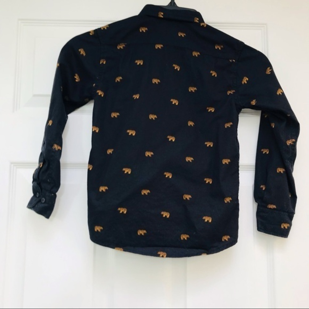 Nomad Little Boys Navy Cali Bear Woven Button Front Long Sleeve Shirt-Size 5-M - Picture 2 of 5